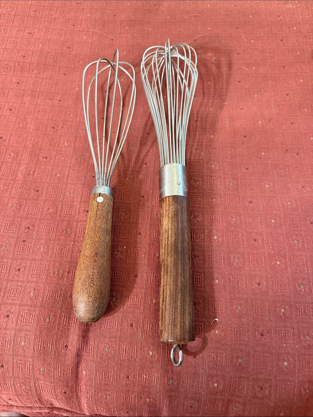 Wood Handle Stainless Steel Whisks (Set of 2) - Brown